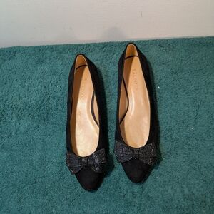 Talbots Black Flats with Bow Detail